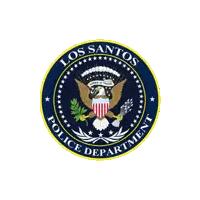 a seal for the los santos police department with an eagle